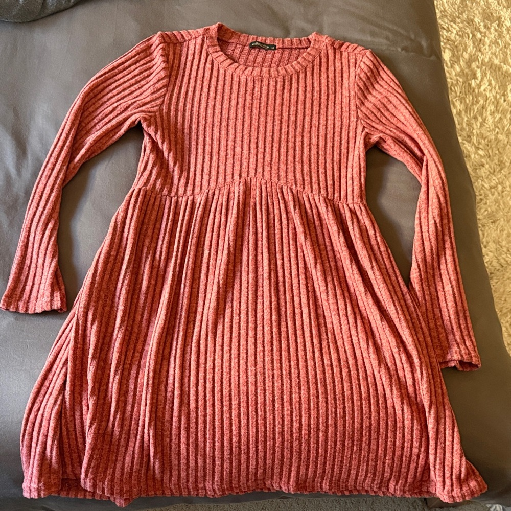 Elegant Ribbed Midi Dress in Rose